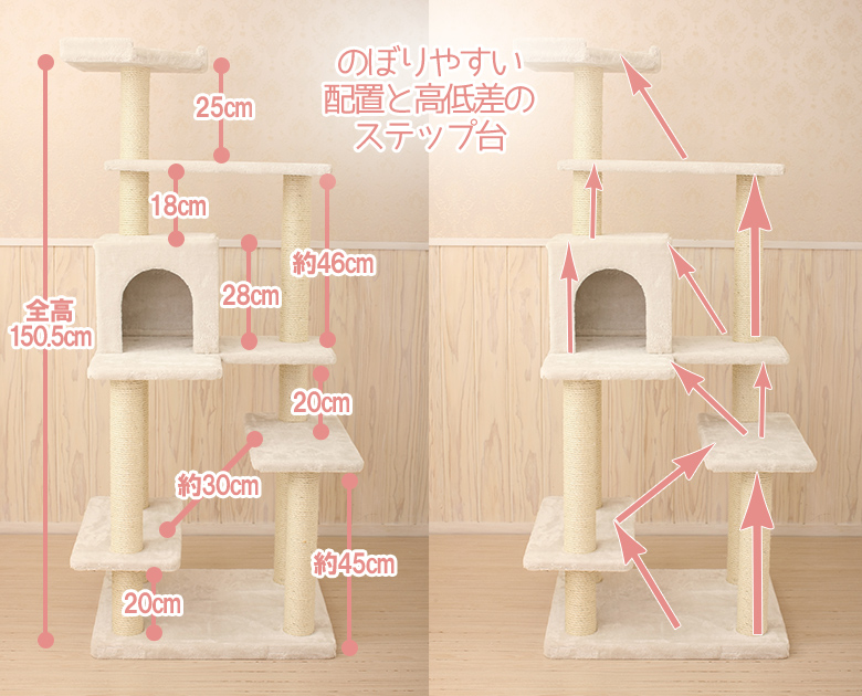 のぼりやすいステップ配置